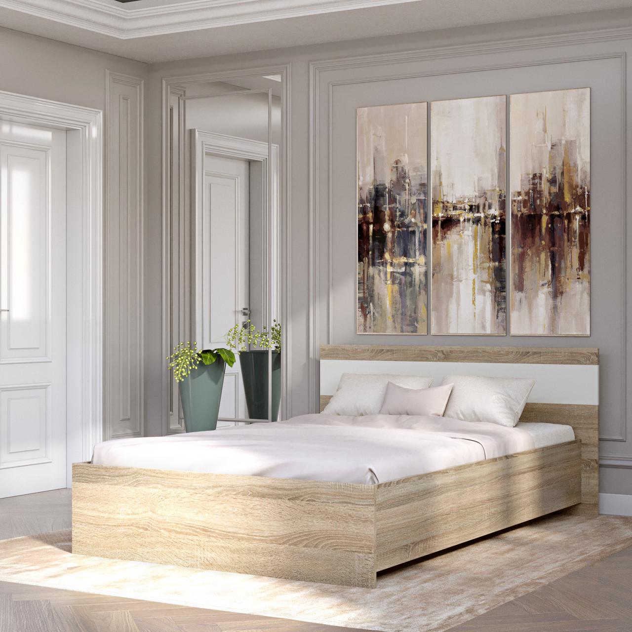 Ліжко двоспальне Соната 140х200 см Дуб сонома/Білий (26759529) - фото 3