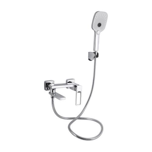 Смеситель для ванны Q-tap Gemini Loop с поворотным сливом и душевой гарнитурой Chrome (QTVGEM260CRM45701)
