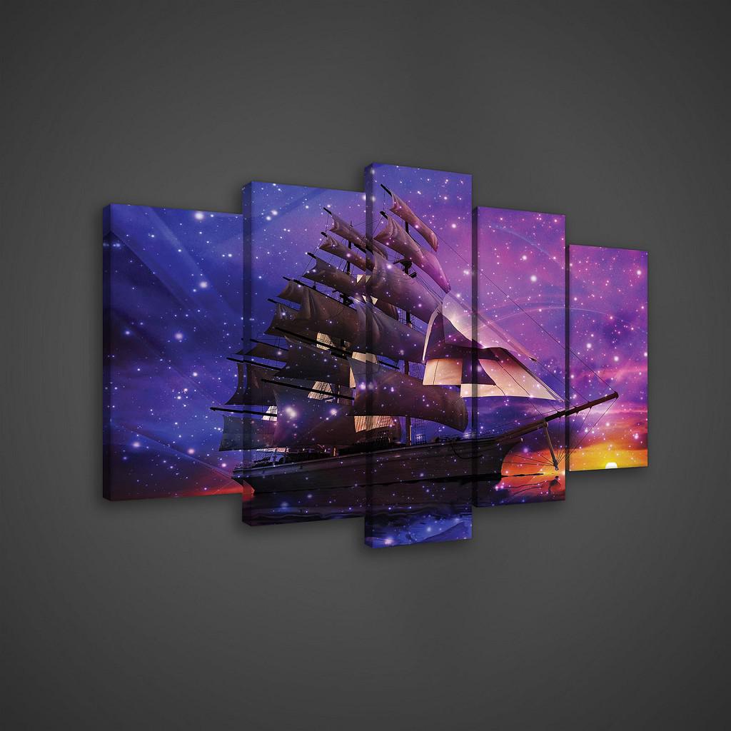 Модульная картина на холсте 100x60 см Корабль и звезды (PS1664S17)