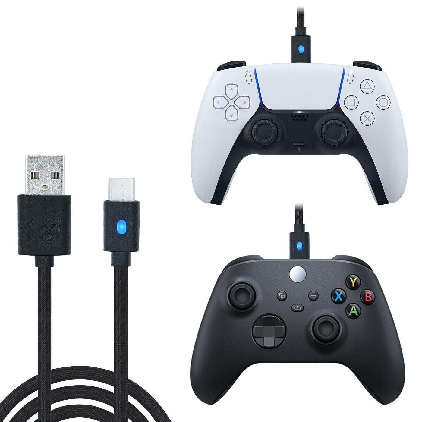 Зарядний кабель Dobe 3 м USB/USB Type-C для геймпада DualSense Sony PlayStation PS5/PS5 Digital Edition/Microsoft Xbox Series S,X/Nintendo Switch з LED підсвічуванням статусу зарядки (9372069) - фото 4