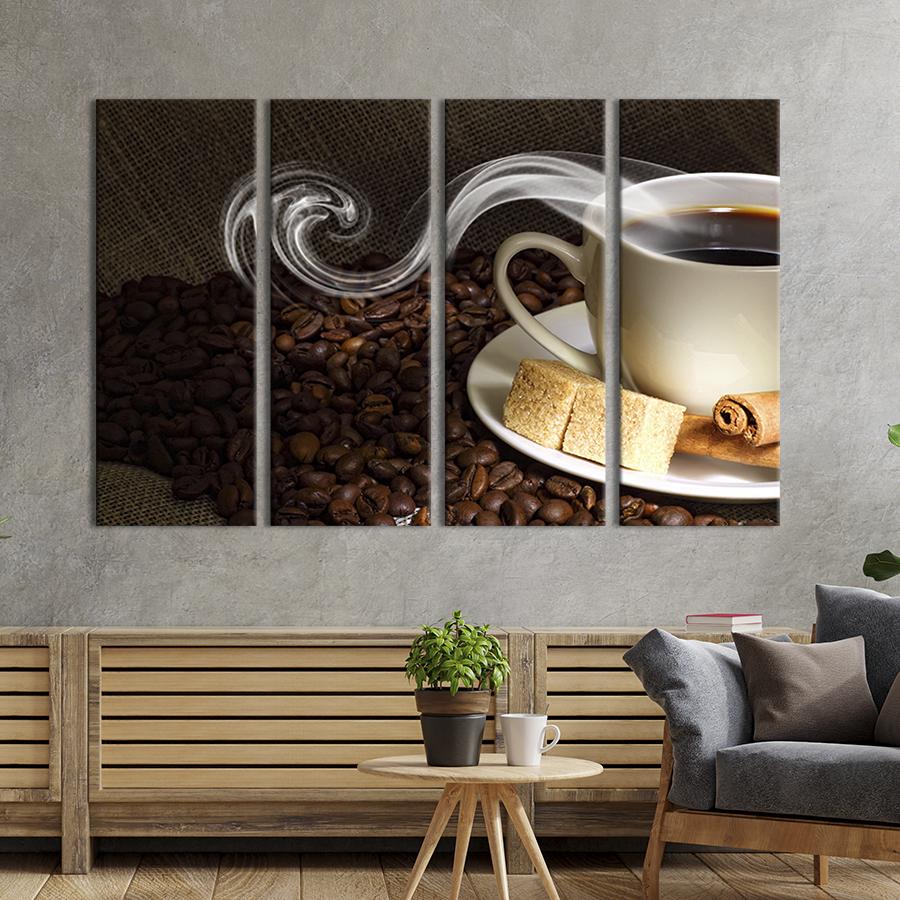 Картина модульная из 4 частей Чашка крепкого кофе XL 209x133 см (274-41)