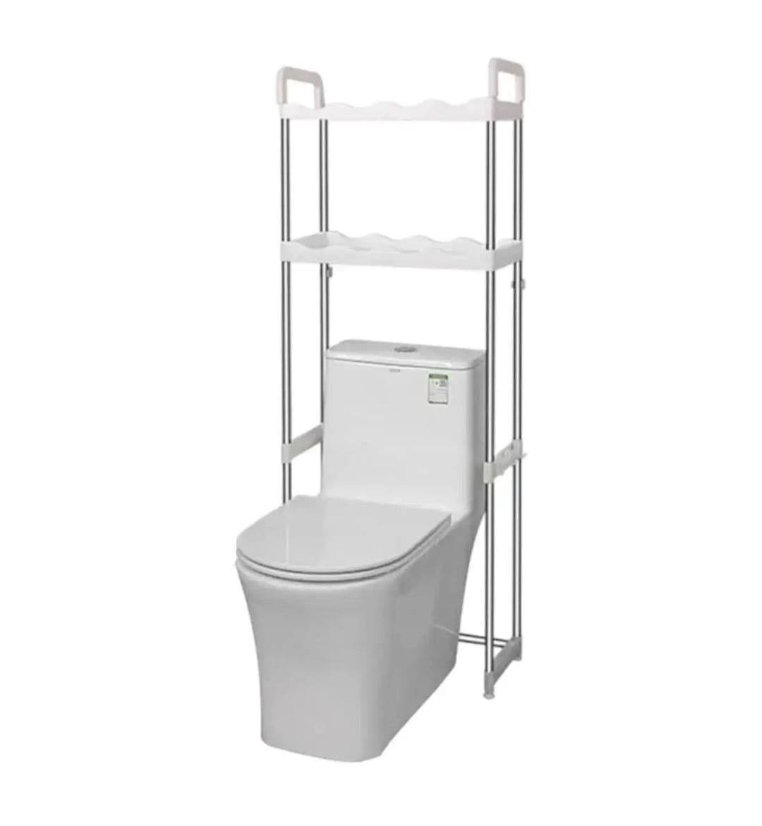 Стеллаж над унитазом Toilet Rack DP-P 19 из нержавеющей стали и пластика 2 полки 139,5×50,5×24,5 см Белый (DP-P 19)