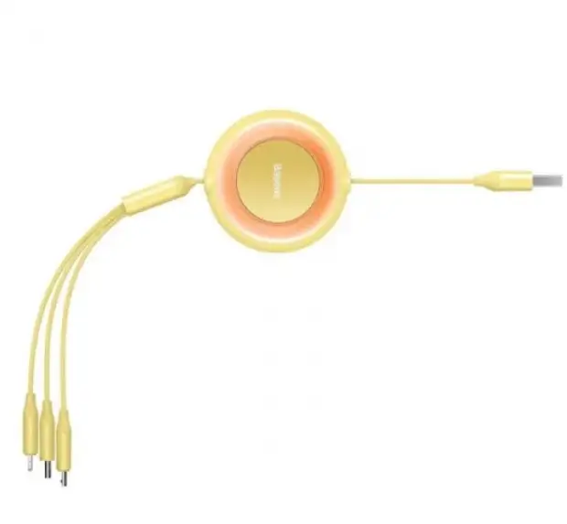 Кабель BASEUS Bright Mirror 2 Series 3в1 Cable USB to MicroUSB/Lightning/Type-C CAMJ010011 3,5A 1,1 м Yellow - фото 3