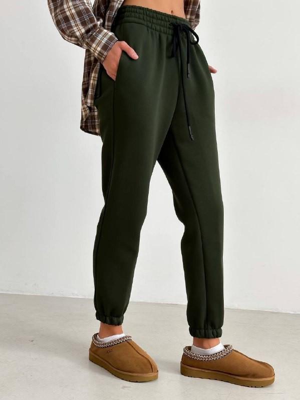 Джогеры женские ZF Inspire 1556-Ф однотонные на флисе SM Хаки (1556-Ф-Х-SM)