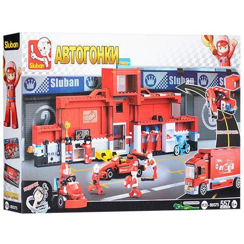 Конструктор Sluban гоночный автомобиль Формула 1 с грузовиком 557 деталей (33-7-M38-B0375)