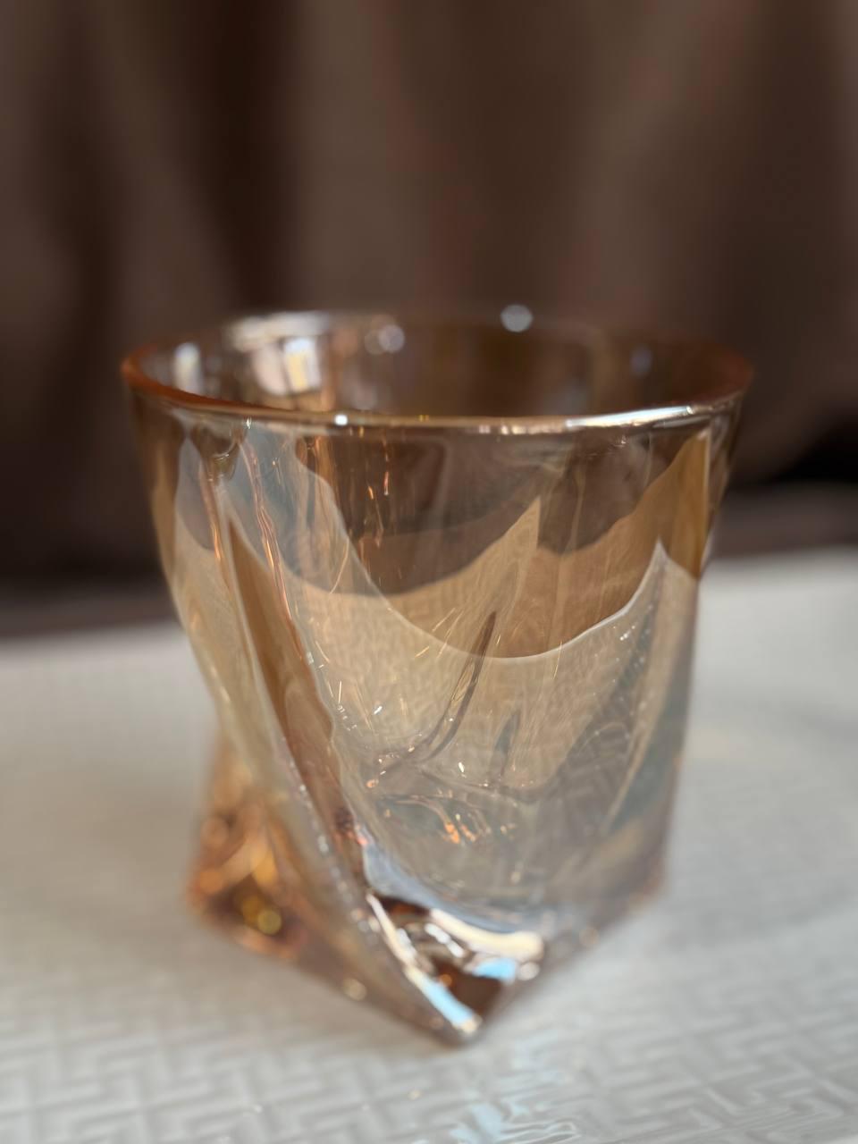 Набор стаканов для виски YIWU HP-19-37-1 стеклянных 340 мл 6 шт. Золотистый (HP-19-37-1)