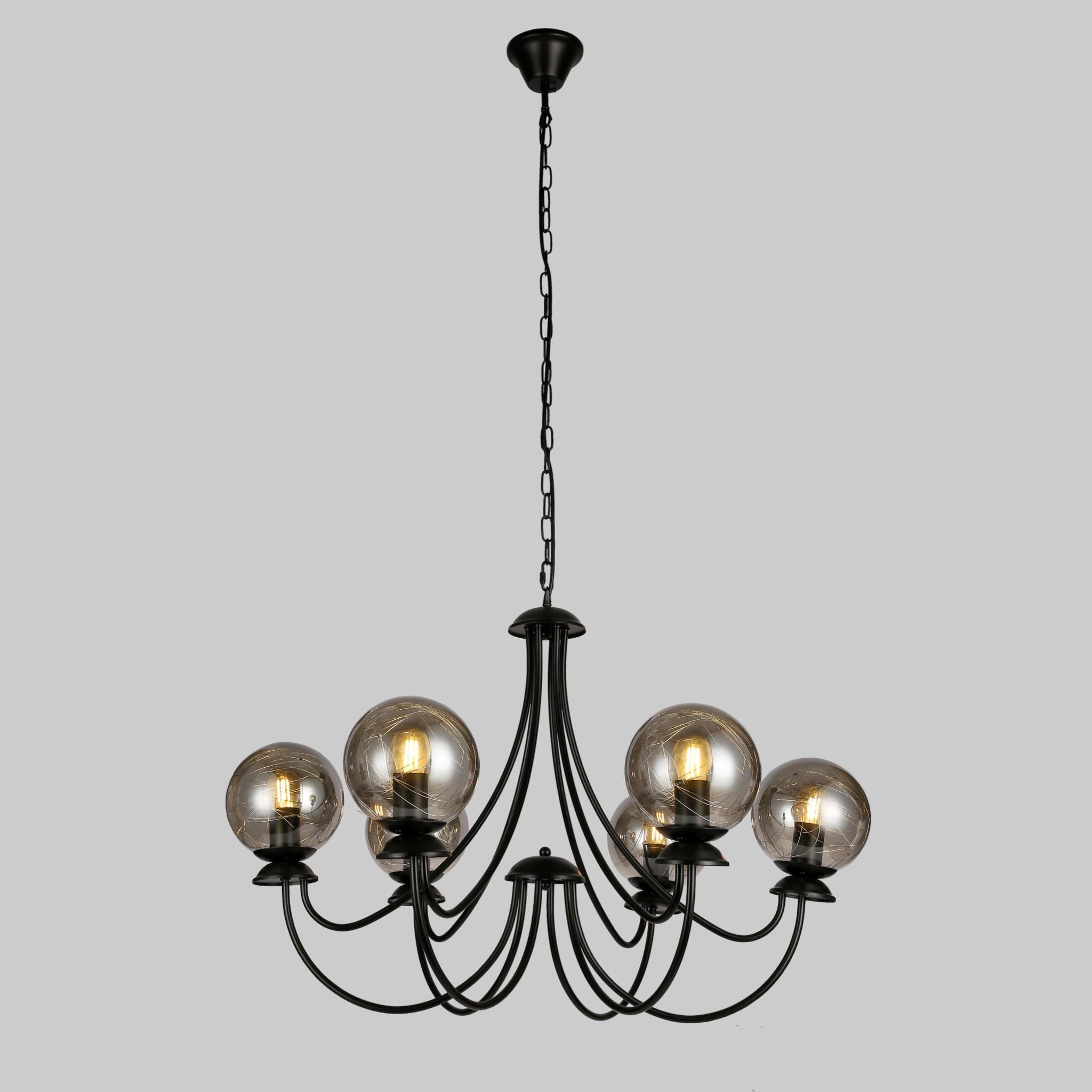 Люстра Royal с черными плафонами на 6 лампочек Черный Люстра Royal с черными плафонами на 6 лампочек Черный