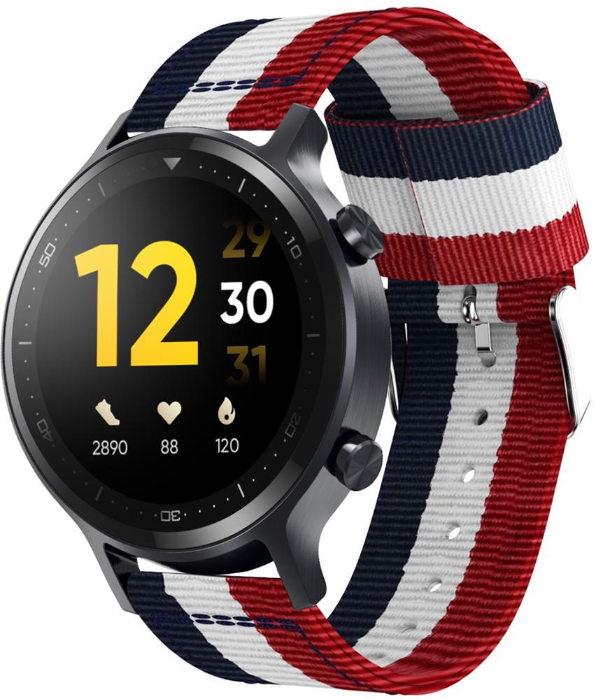 Ремінець тканинний Canvas для Realme Watch S Red/White/Blue (22635)