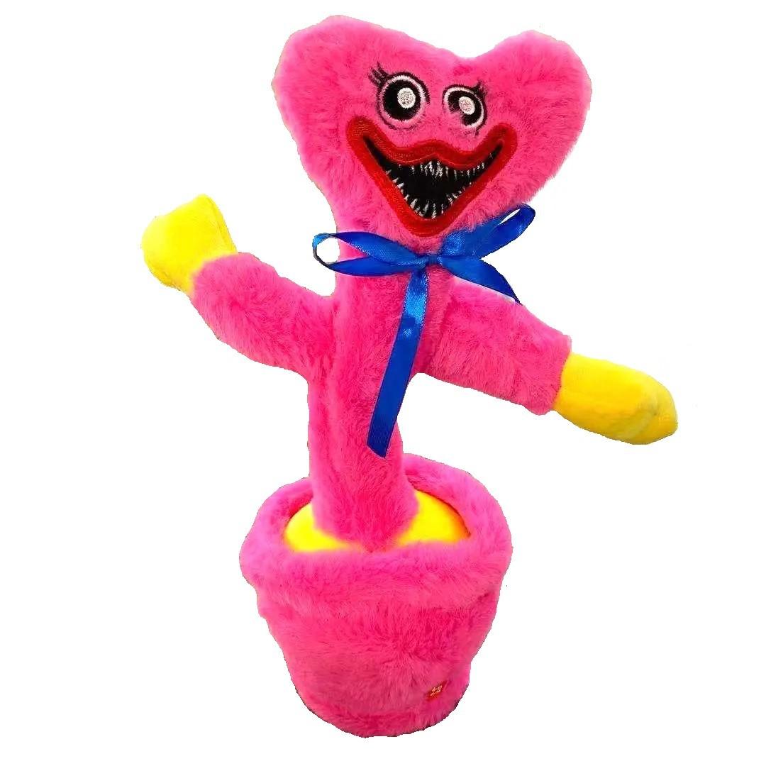 Інтерактивна іграшка співаючий танцюючий кактус монстр Кісі Місі з підсвічуванням на батарейках 35 см Рожевий