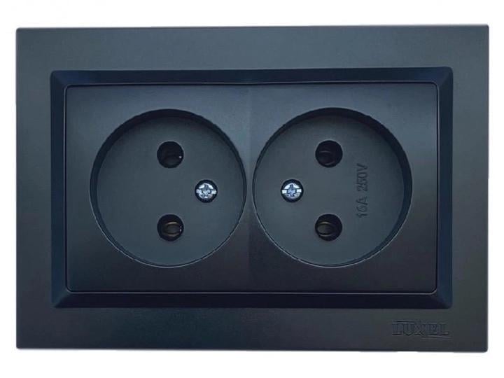 Розетка Luxel Jazz 9107/9007 2-а б/з Чорний/Білий (00000038544)