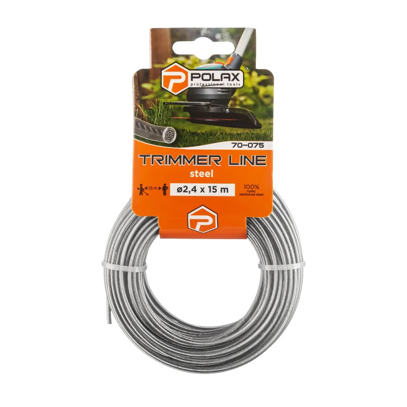 Жилка для триммера Polax "Круг со стальным кордом" 2,4 мм 15 м (70-075)