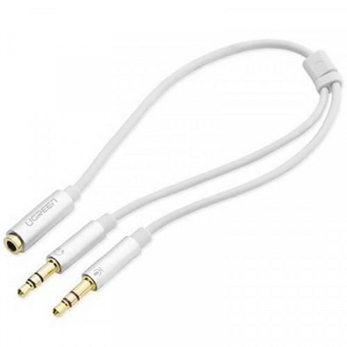 Кабель UGREEN AV14 3,5 мм TRRS для TRS x2 M/M ABS 20 см Белый (571982)