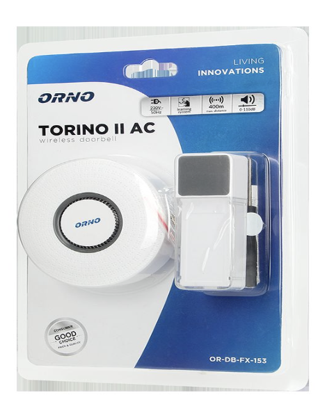 Звонок дверной ORNO TORINO 2 AC беспроводной 58-тоновый Белый (OR-DB-FX-153)