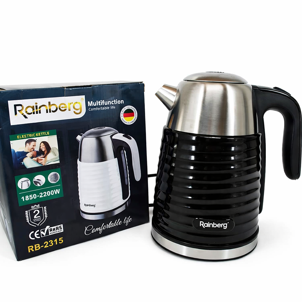 Електрочайник дисковий Rainberg RB-2315 нержавіюча сталь/автовимкнення 1,8 л 2200 Вт Чорний (33162626)