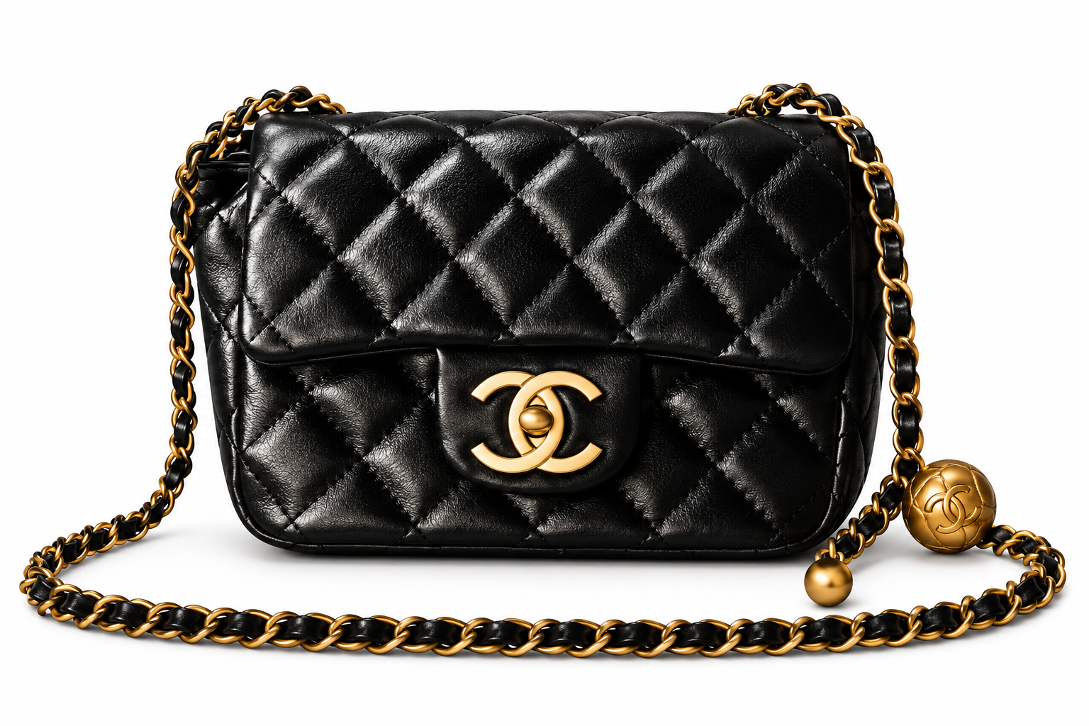 Сумка женская кроссбоди Chanel со стеганым дизайном и цепочкой Черный
