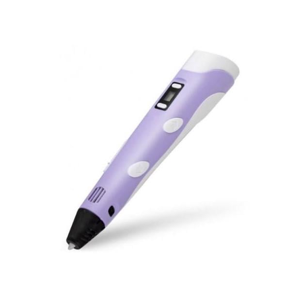 Ручка 3D для рисования 3D Pen 2 и пластик с трафаретами 50 м Фиолетовый - фото 2