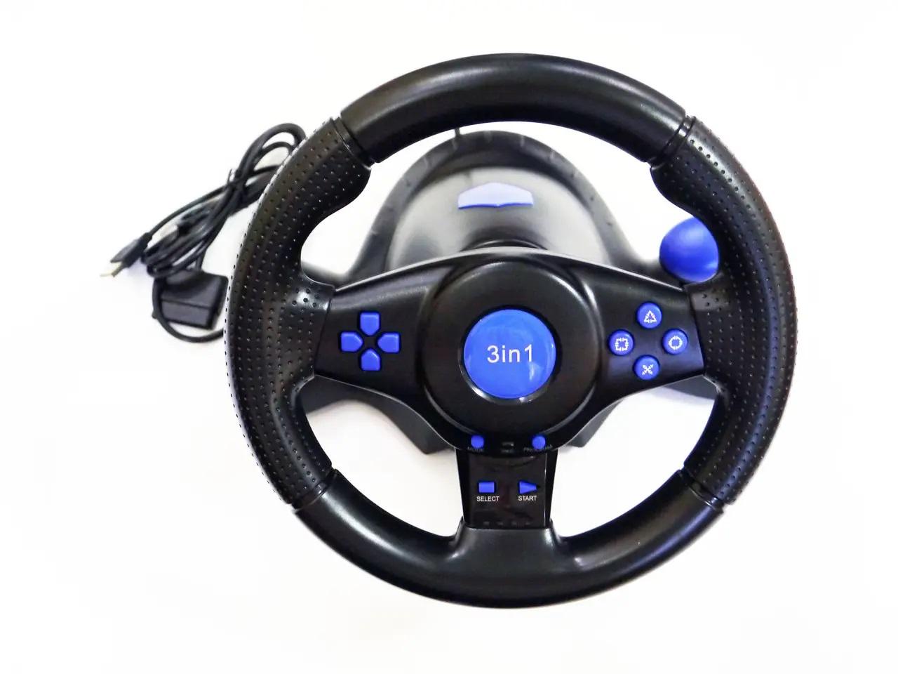 Руль с педалями Vibration Steering wheel 3в1 для PS2/PS3/PC (17639) - фото 2