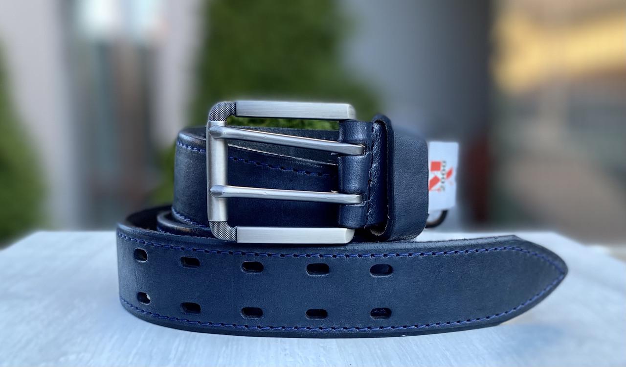 Ремень мужской Mango из кожи Синий (РК15/1) - фото 3