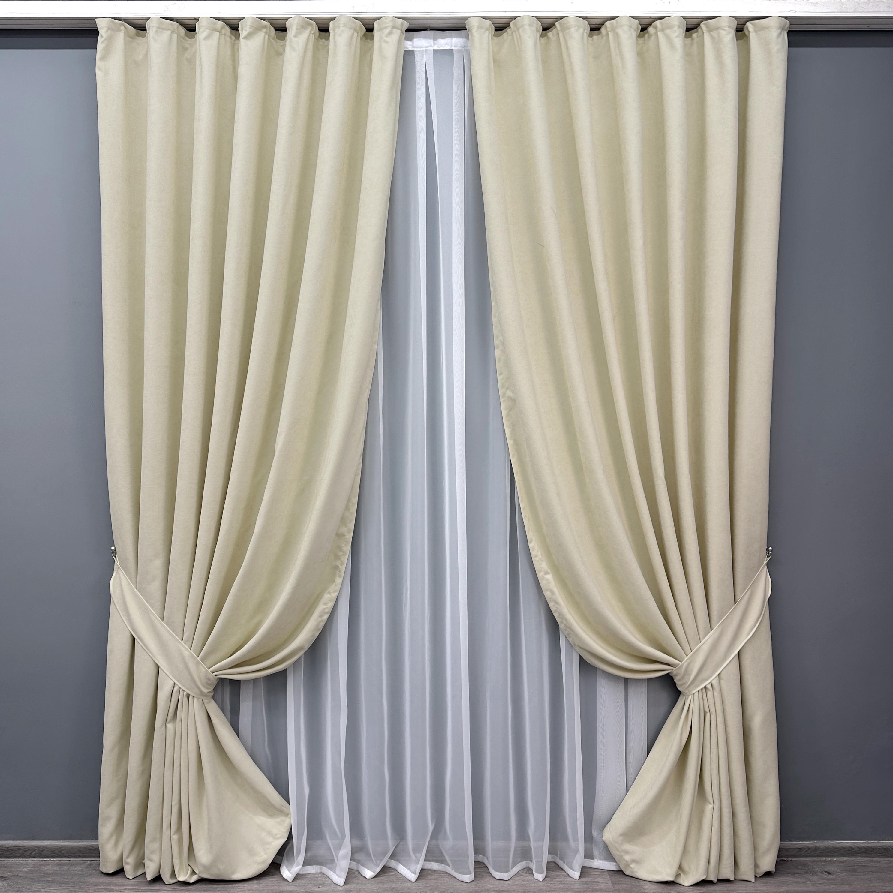 Комплект штор VR-Textil SPARTA № 844ш микровелюр 150х285 см 2 шт. Кремовый (30-622)