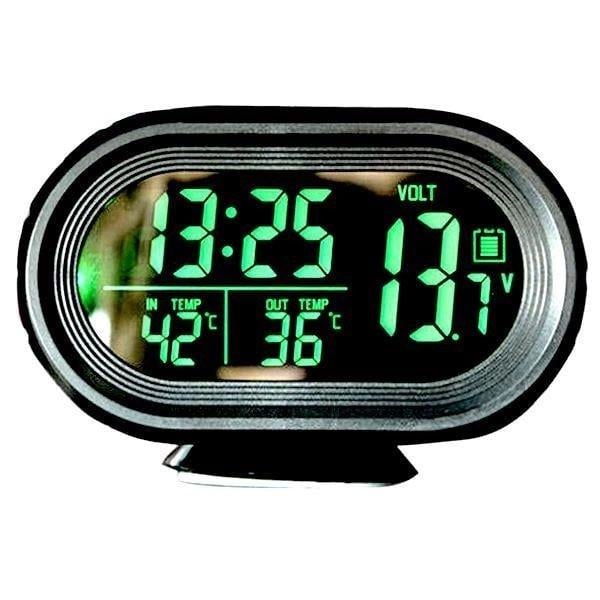 Часы автомобильные электронные VST-7009V с подсветкой термометрами и вольтметром (3803)