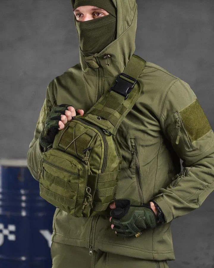Рюкзак тактичний однолямковий Tactical із системою MOLLE 5 л Олива (095 olive) - фото 7 Рюкзак тактичний однолямковий Tactical із системою MOLLE 5 л Олива (095 olive) - фото 7