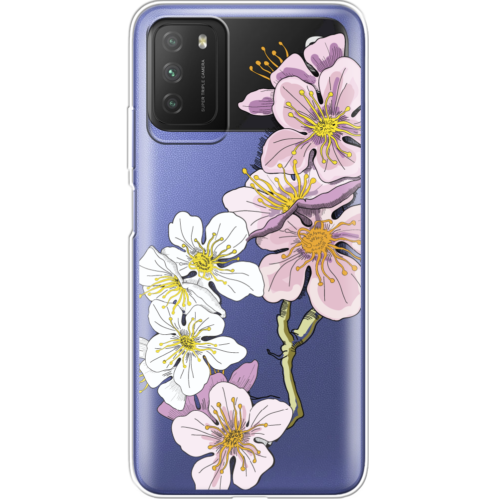 Чехол BoxFace Poco M3 Cherry Blossom Прозрачный силикон (41586-cc4-41586)