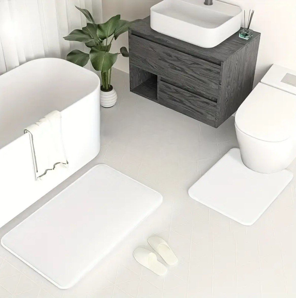 Набор ковриков в ванную и туалет Smooth Premium Memory Foam 2в1 80х50/60х50 см Белый (NK2in1Smooth0001) - фото 1 Набор ковриков в ванную и туалет Smooth Premium Memory Foam 2в1 80х50/60х50 см Белый (NK2in1Smooth0001) - фото 1