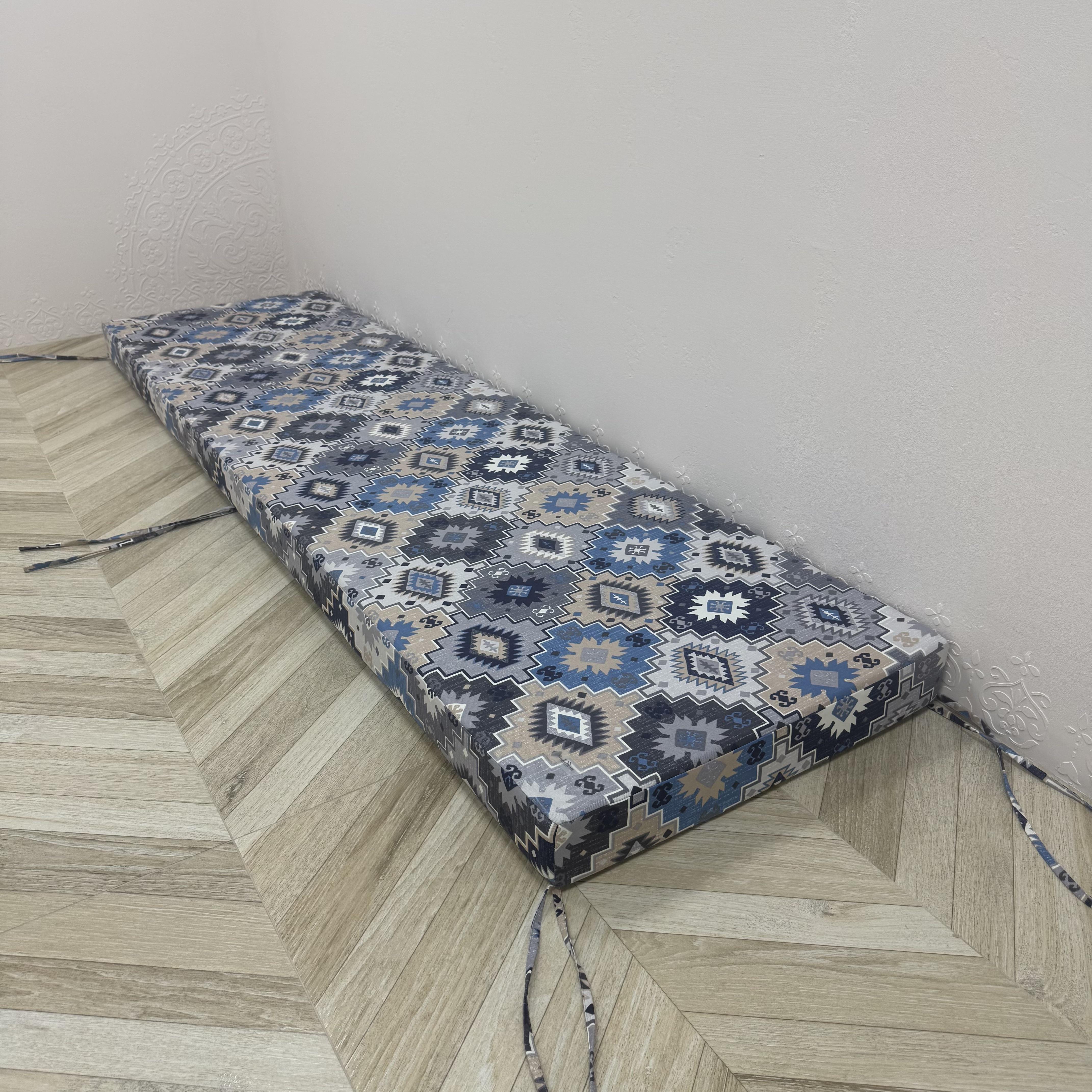 Матрас Comfort Home на подоконник/каркасы/поддоны/садовая мебель 120х40х5 см Carpet blue