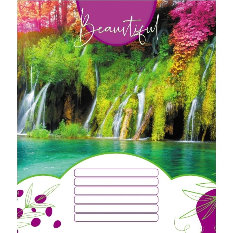 Шкільний зошит Красиві водоcпади 018-530100K-3 в клітинку 18 аркушів (RLT55199)
