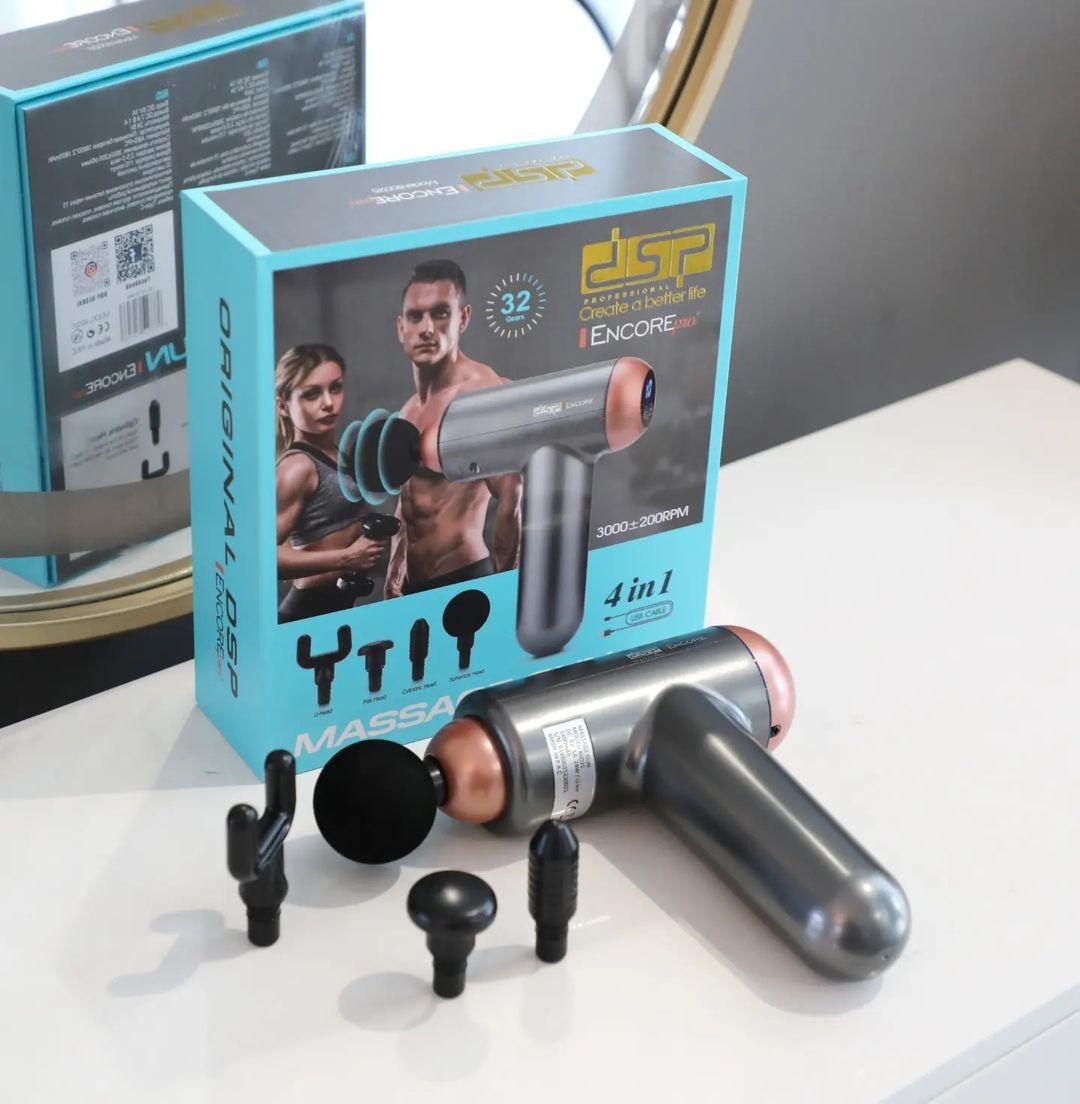 Масажер пістолет Massage Gun DSP 80025 Encore PRO для спини та всього тіла 4в1 Сірий - фото 6
