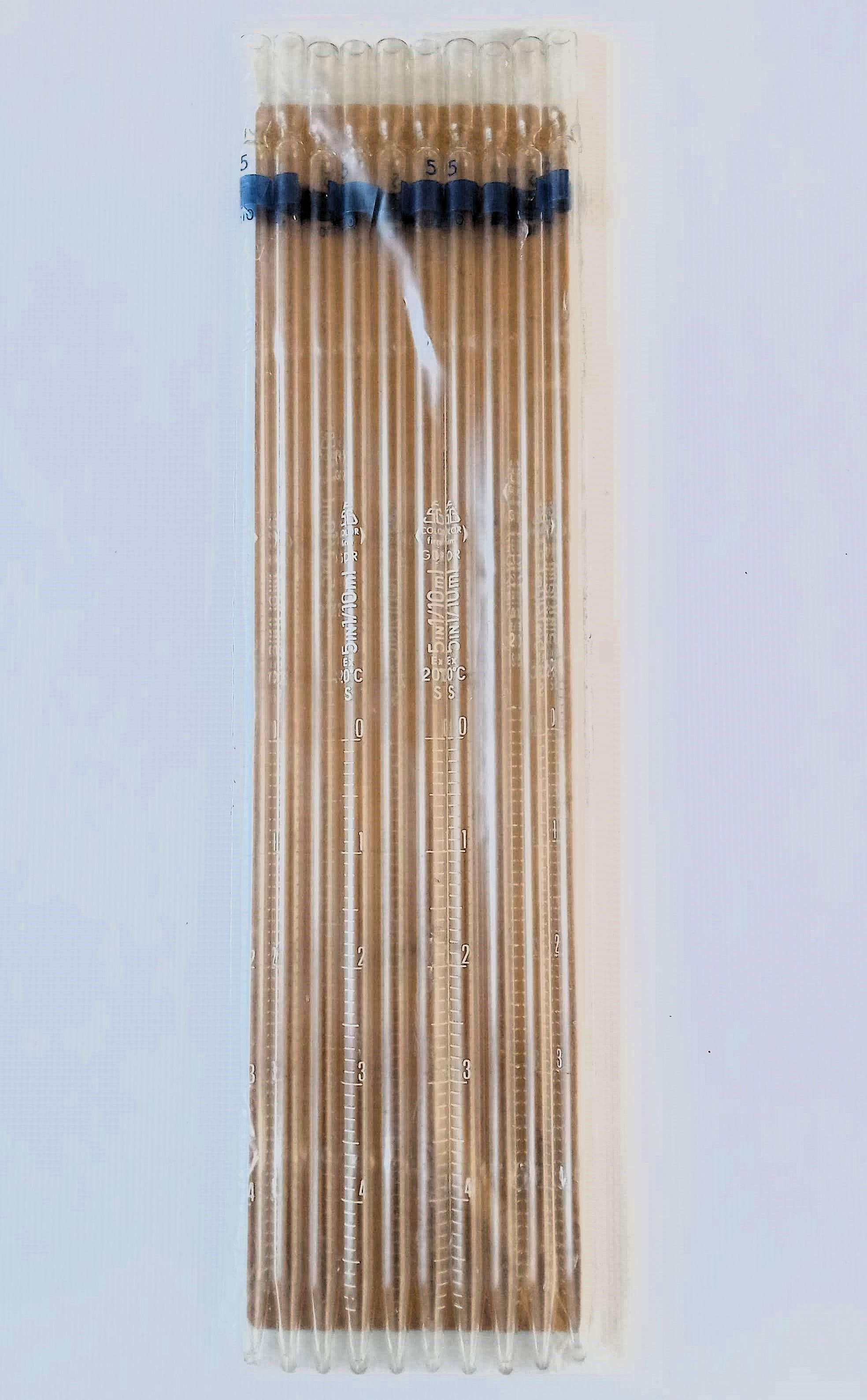 Набір мірних піпеток лабораторні градуйовані скляні 5 мл 10 шт.