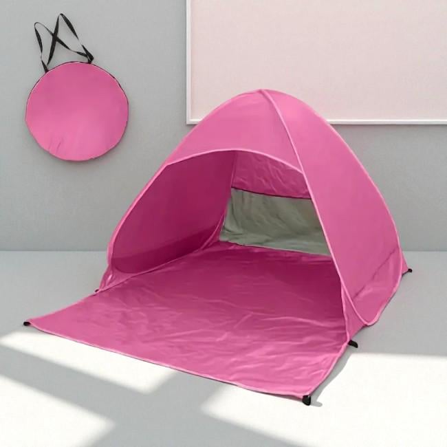 Палатка пляжная с дверью и защитой от ультрафиолета 150х165х110 см Розовый