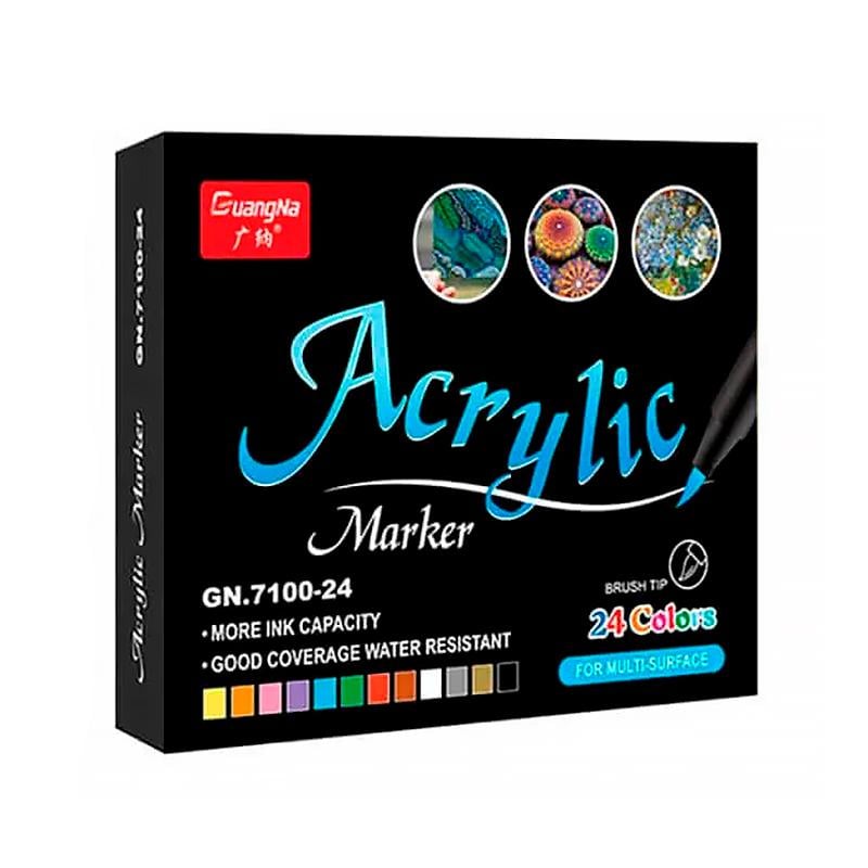 Набор акриловых маркеров для рисования Guangna GN7100 универсальные 24 цвета
