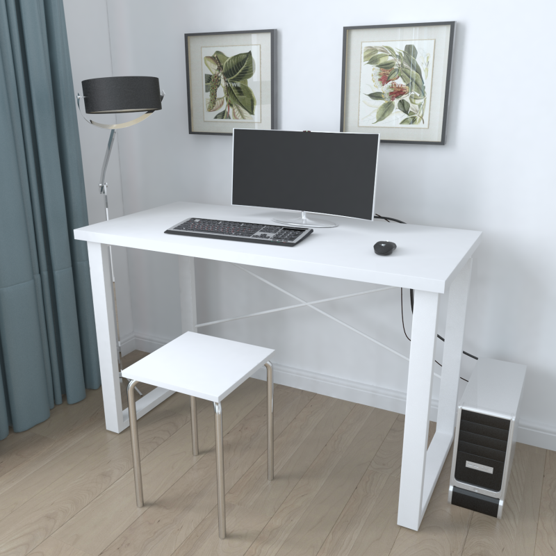 Письменный стол Ferrum-decor Drayv 120 металл/ДСП 32 мм Белый /Белый (FRD-103394)