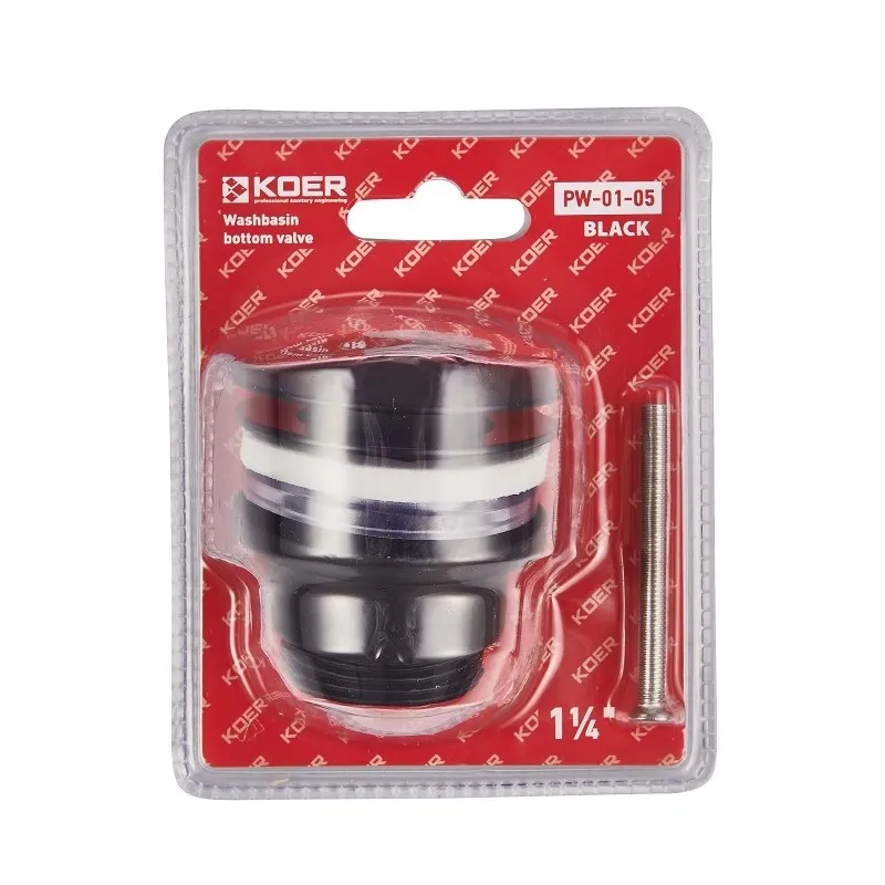 Клапан-кнопка донний для умивальника KOER PW-01-05 1-1/4'' Чорний (KR3403) Клапан-кнопка донний для умивальника KOER PW-01-05 1-1/4'' Чорний (KR3403)