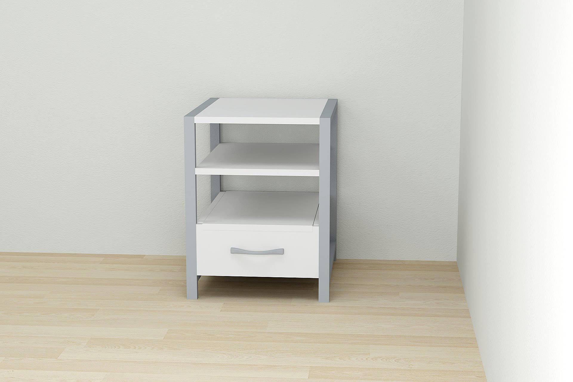 Тумба универсальная Ferrum-decor Вивьен 1/1 ДСП 16 мм 50x41x40 см Серый/Белый (FRD-104151)