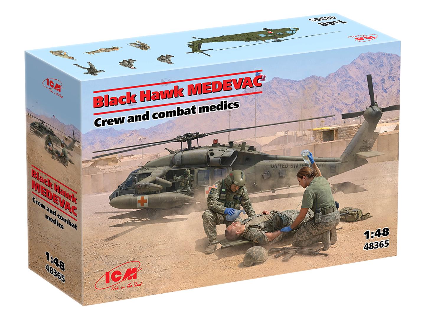 Сборная модель ICM Black Hawk MEDEVAC экипаж и боевые медики масштаб 1:48 (48365)