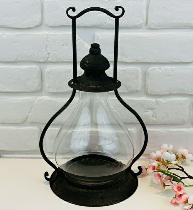 Фонарь стеклянный с металлической оправой Decors Vintage lamp 4-5-5 (DR000957)