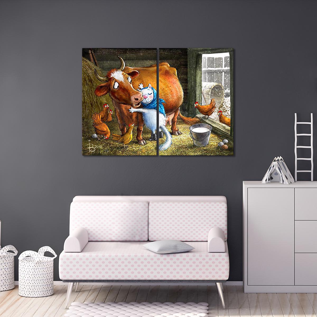 Модульная картина Любимая Буренка 2 модуля 50x75 см