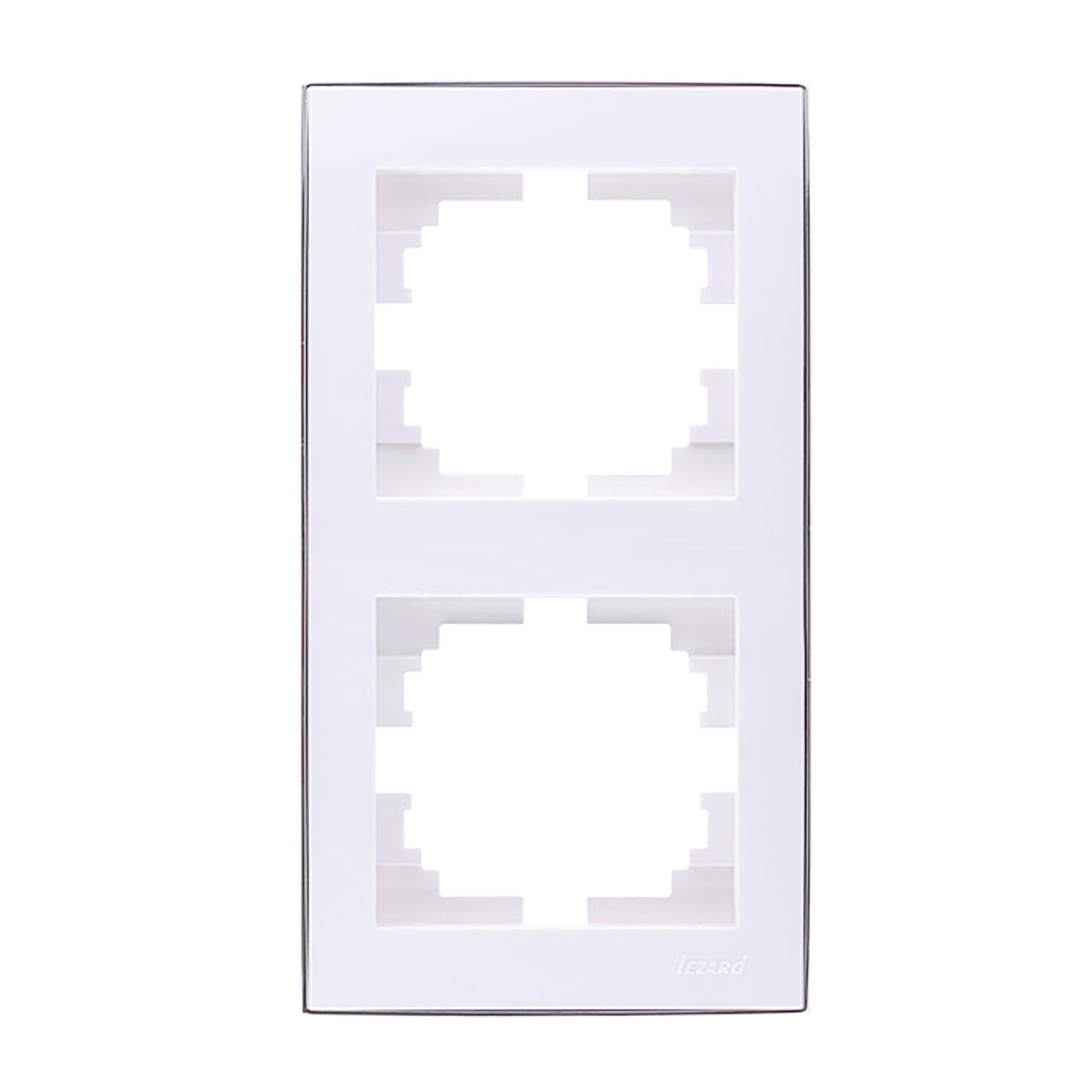 Рамка двухместная вертикальная Rain Хром белый (00000019924)