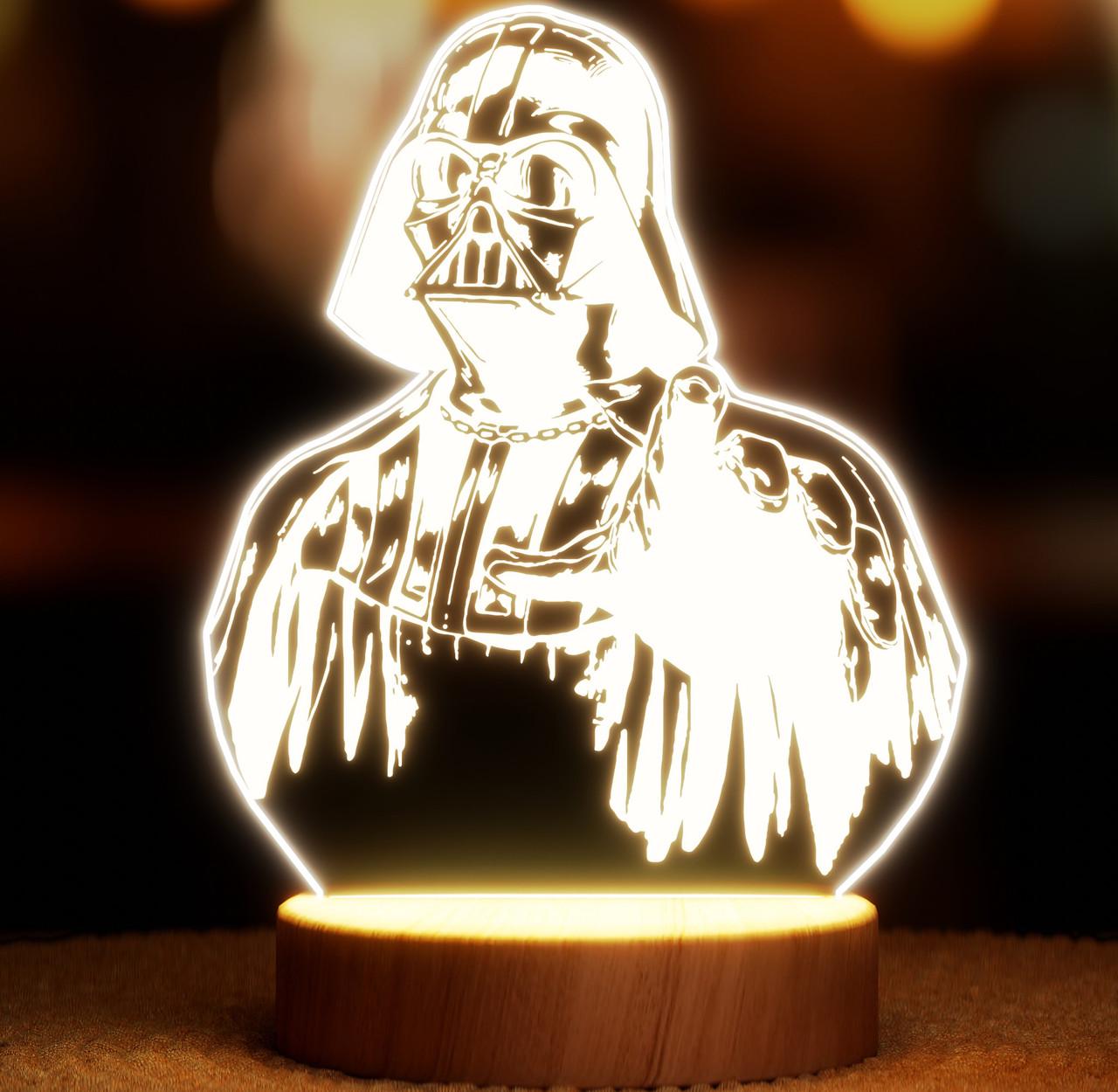 Нічник-світильник Lampic Дарт Вейдер USB дерево/акрил 15х19 см Жовтий (32377353)