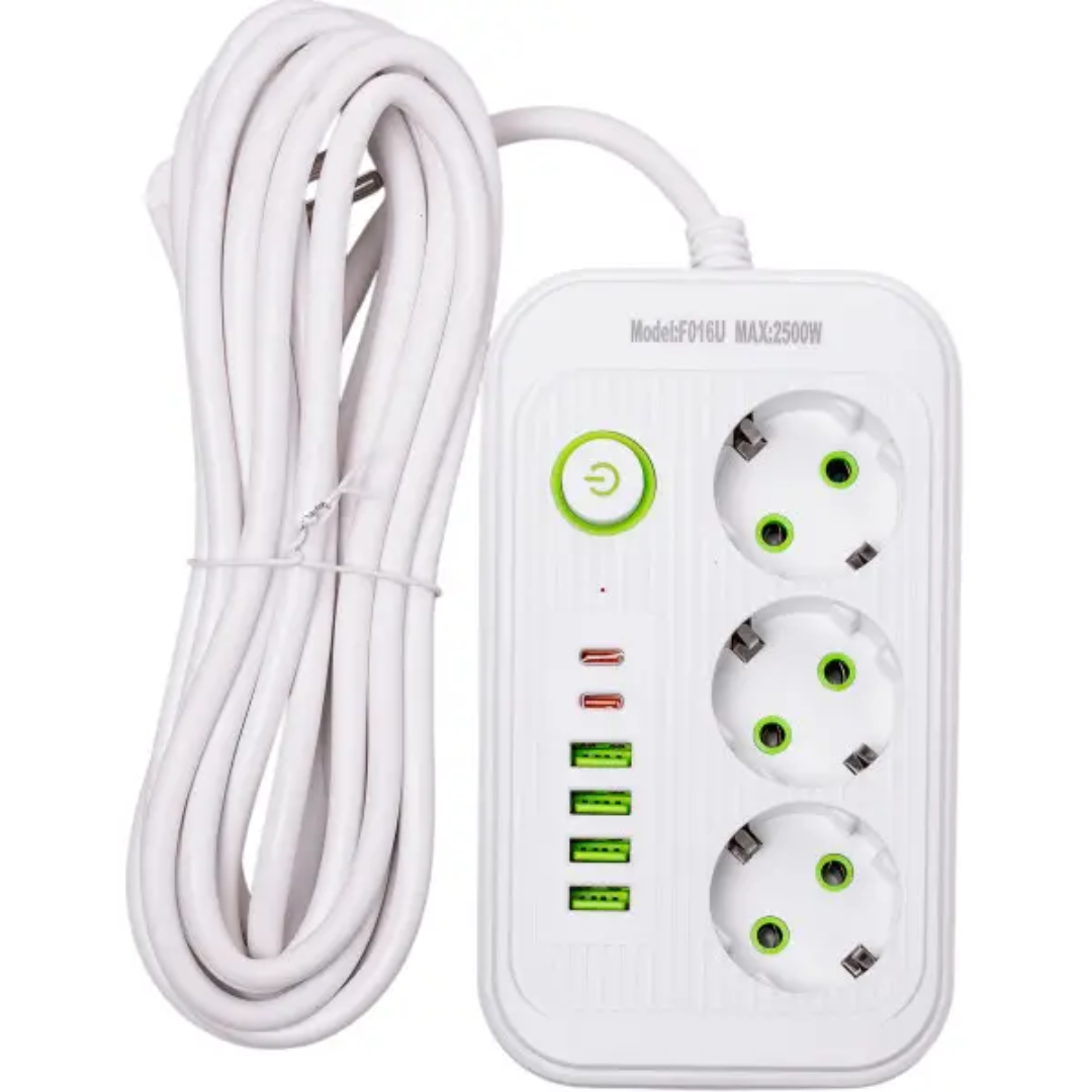 Фільтр-подовжувач мережевий LUXE 3 розетки 6 USB 4,75 м Білий - фото 2