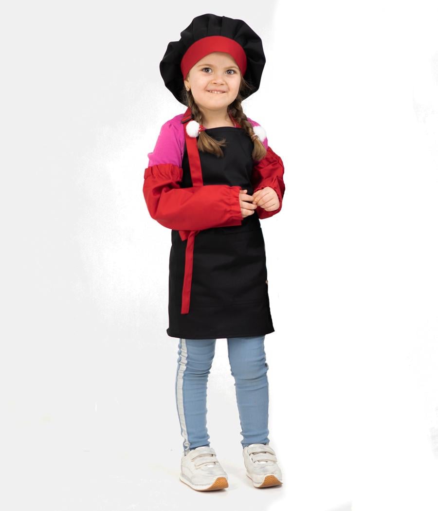 Комплект детский Vsetex  Latte Kids 5-7 лет Фартук + Колпак + Нарукавники Черно-красный (7443723)