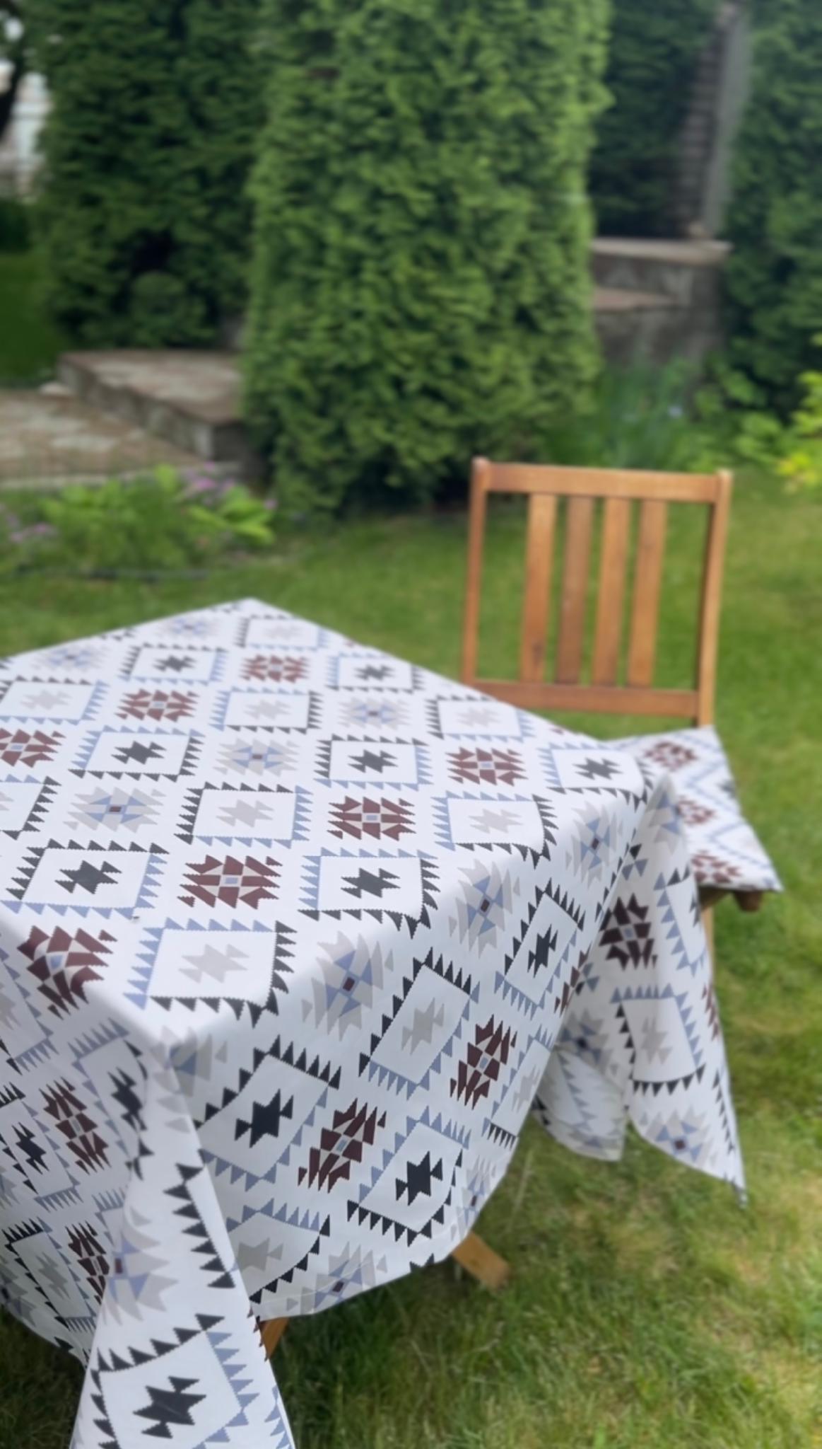 Скатерть водоотталкивающая Геометрия 280x140 см Коричневый (828-24)