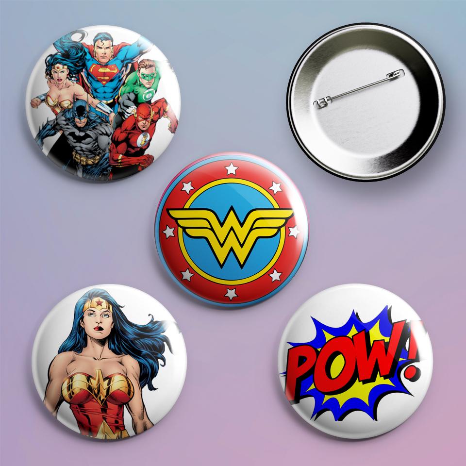 Значки на рюкзак с принтом Wonder Woman DC Comics 4 шт.