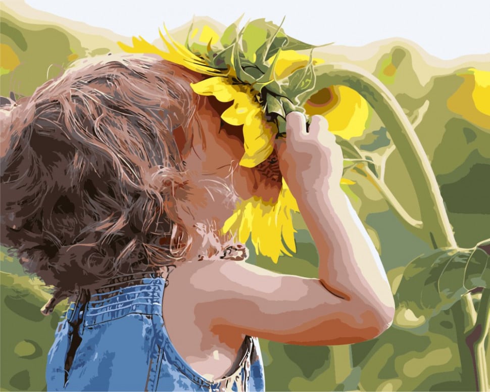 Картина по номерам Brushme Ребенок у подсолнуха (GX3307)