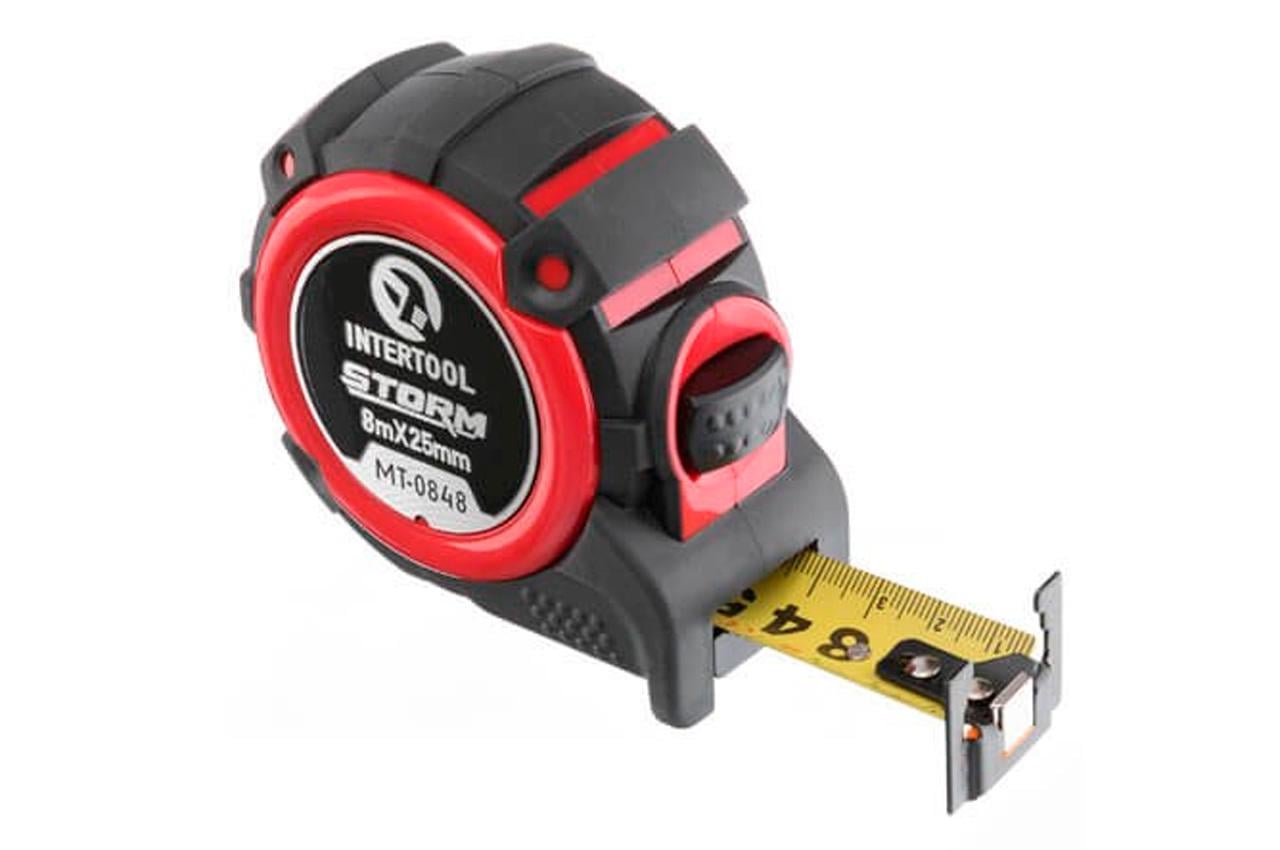 Рулетка Intertool Storm магнтіт автостоп 8 м x 25 мм (MT-0848)