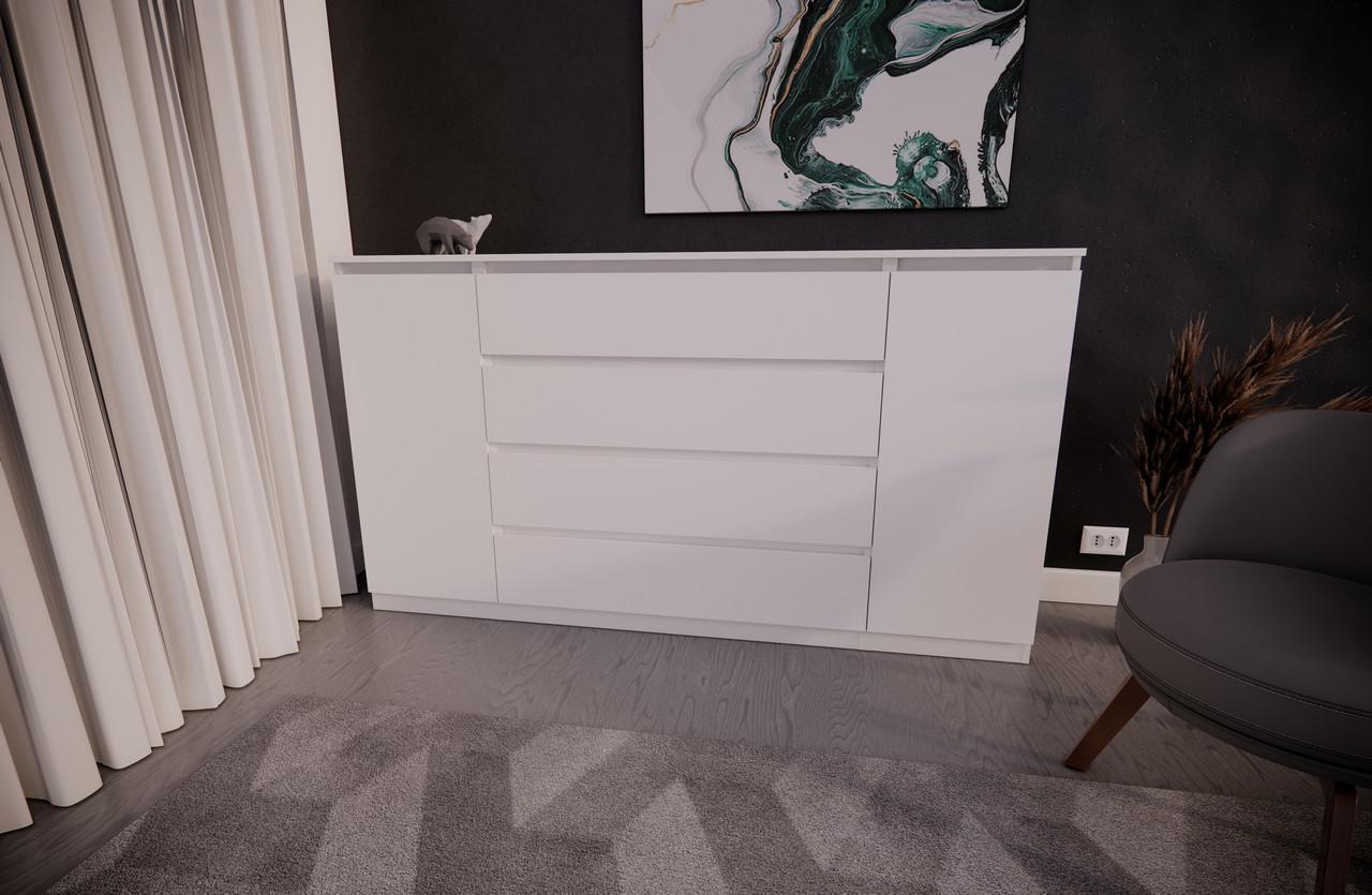 Комод MEBEX на 4 шухляди з боковими відкритими секціями 180х40х100 см Білий (VERTO4B1800WH) - фото 1 Комод MEBEX на 4 шухляди з боковими відкритими секціями 180х40х100 см Білий (VERTO4B1800WH) - фото 1