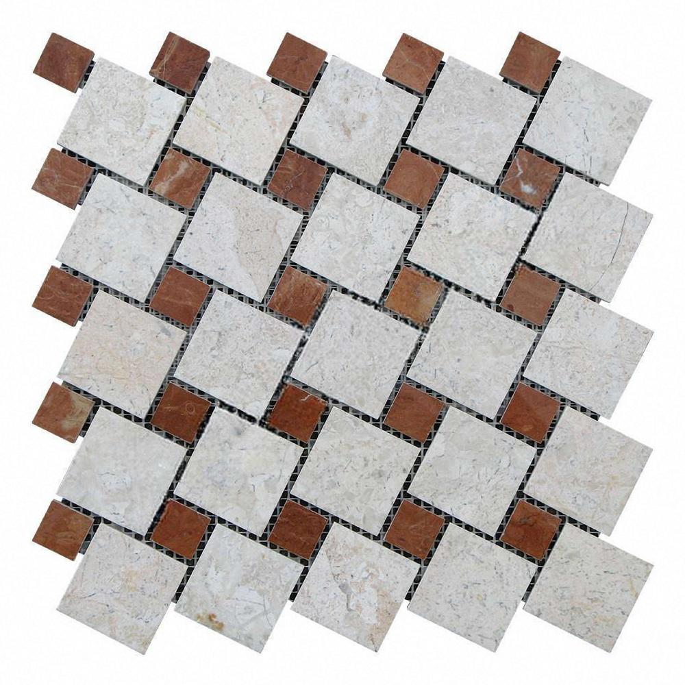 Мозаика из мрамора Полированная МКР-6П 47x47/23x23 мм Victoria Beige Rojo Alicante (000709)