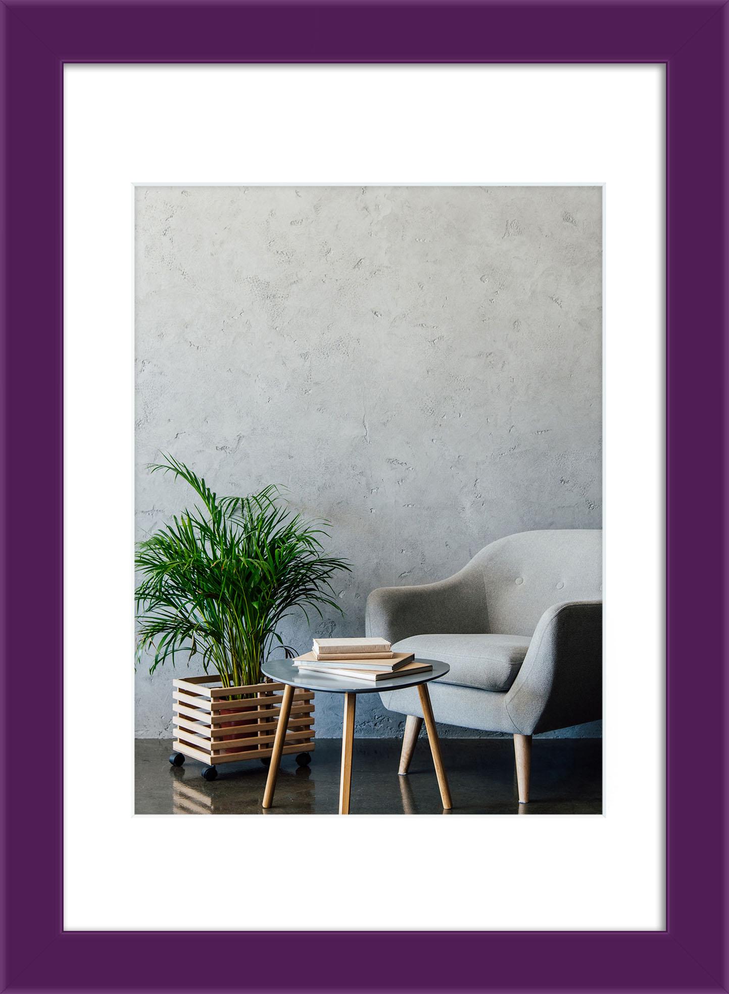 Фоторамка деревянная EmojiFrame 21х30 см А4 под фото 15х20 см AH2220-14 пластиковое стекло 0,8 мм паспарту Фиолетовый